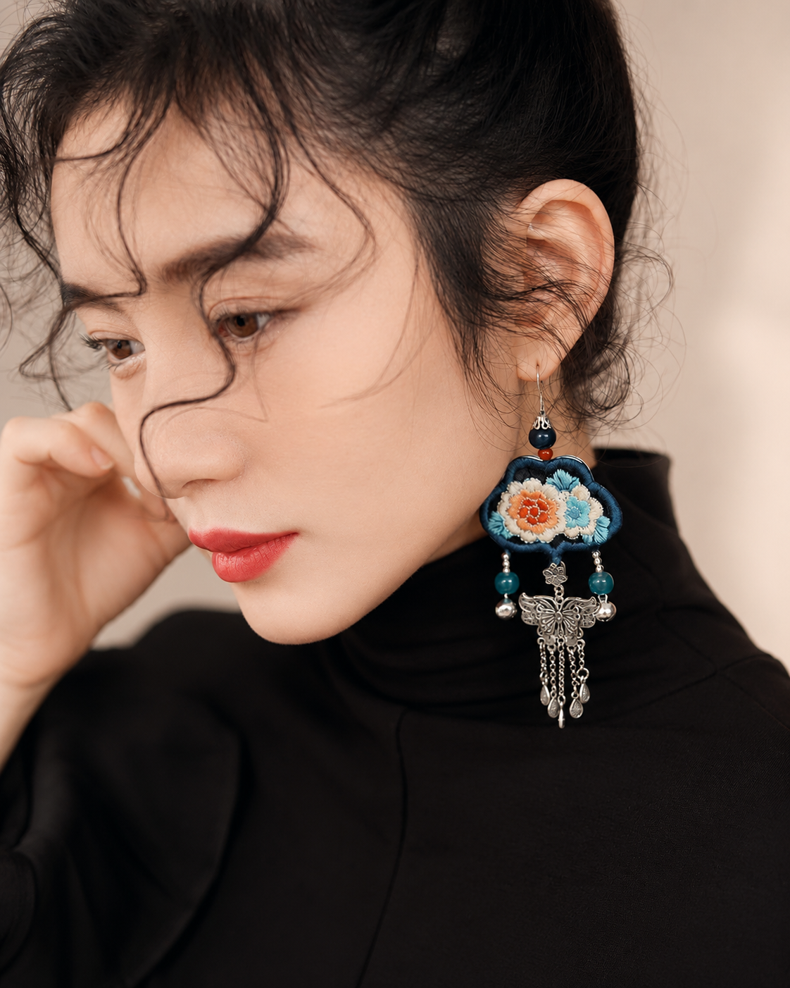 Embroidered Earrings