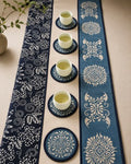 Indigo Fengxiang-Dyed Tea Runner & Coaster Set