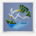 Blue Crane & Pine Embroidery Wall Art HN0108 - Yuanix embroidery product