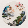 Mountain & Pine Circular Embroidery Wall Art - Yuanix embroidery product