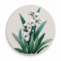 White Daisy Bouquet Round Embroidery Wall Art - Yuanix embroidery product