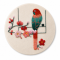 Red Bird & Plum Blossom Round Embroidery Wall Art - Yuanix embroidery product