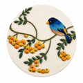 Blue Bird & Berries Round Embroidery Wall Art - Yuanix embroidery product
