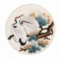 Cranes & Pine Round Embroidery Wall Art - Yuanix embroidery product