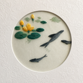 Lotus & Fish Round Embroidery Wall Art - Yuanix embroidery product